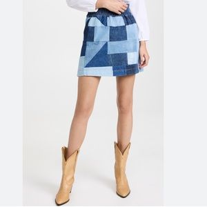 Authentic SEA NEW YORK Diego Patchwork Blue Denim Mini Skirt Bottom XS Sold Out